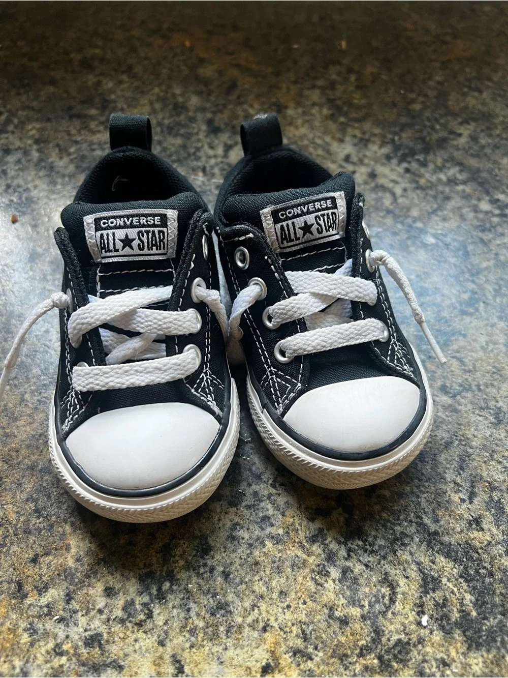 Converse Kids Black and White Low Top Canvas Sneakers